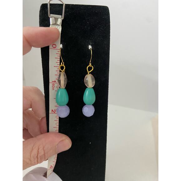 Upcycled colorful bead earrings - Picture 3 of 3